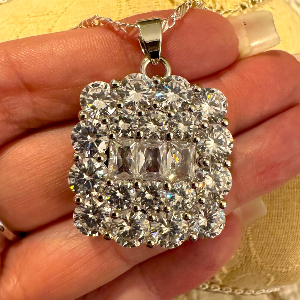 Diamond Moissanite 19ct Rectangular Necklace 14k … - image 6